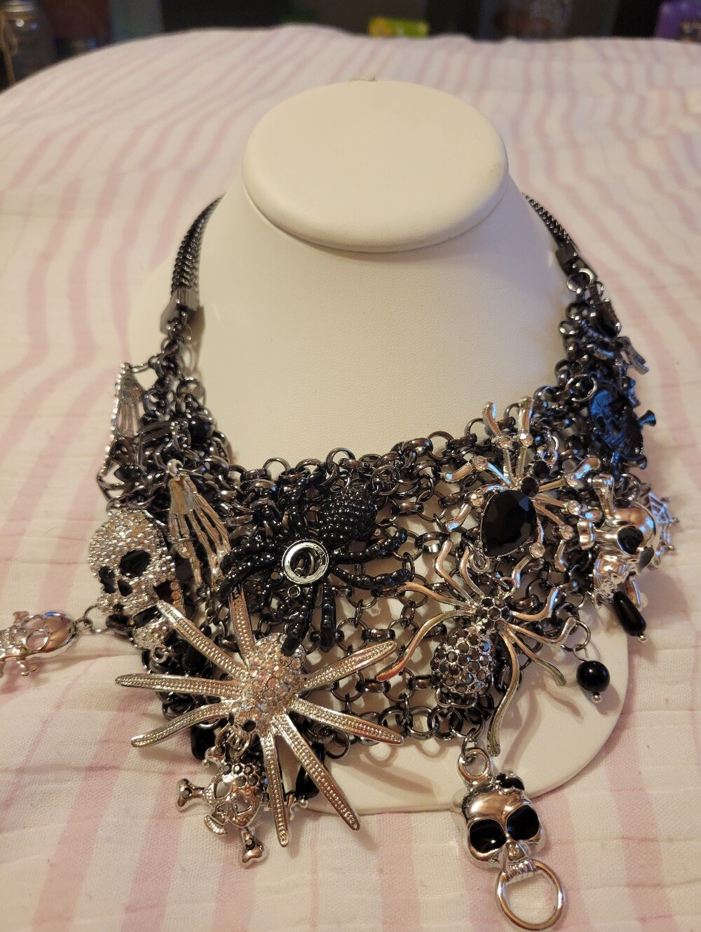 Natasha Bold Black and Silver Statement Necklace for Women